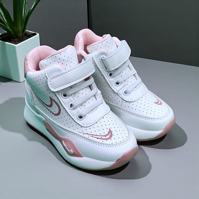 White & Pink with Dots High Ankle Shoes SH7052B